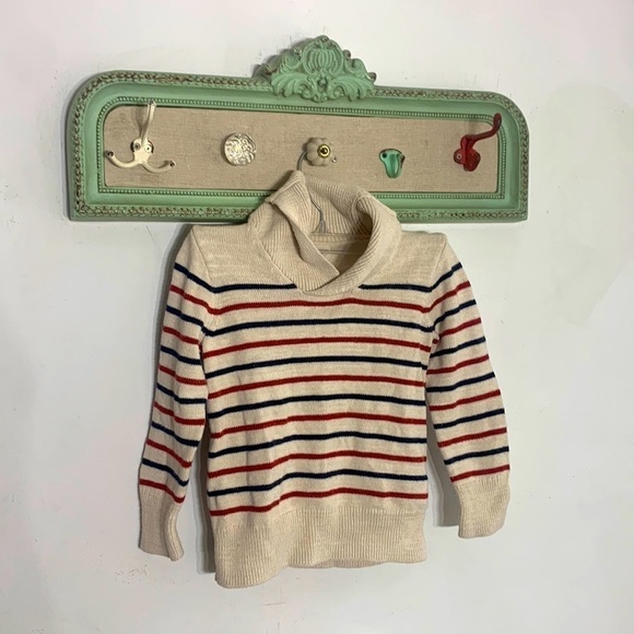 Crewcuts knit Striped oatmeal preppy collar pullover sweater size 4-5 - Picture 1 of 9